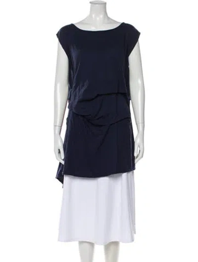 Pre-owned Morgane Le Fay Scoop Neck Short Sleeve Tunic In Blue