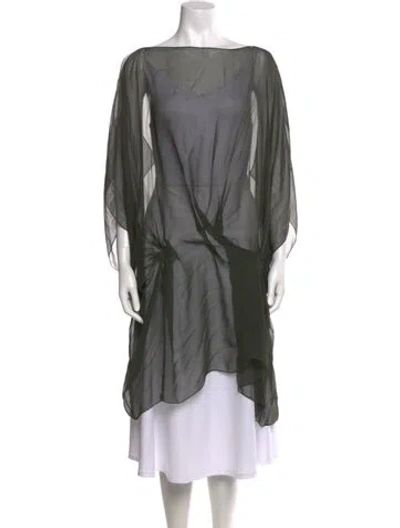 Pre-owned Morgane Le Fay Silk Bateau Neckline Top In Black