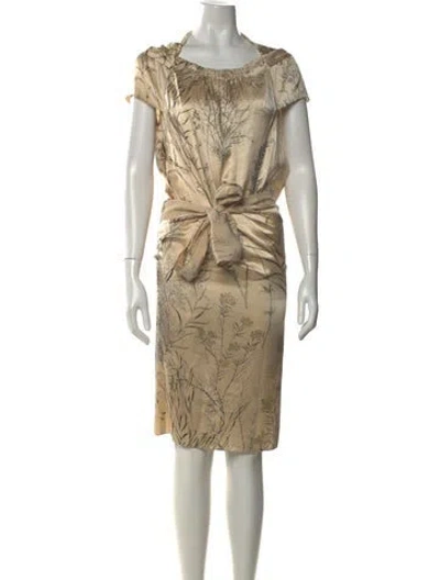 Pre-owned Morgane Le Fay Silk Knee-length Dress In Yellow