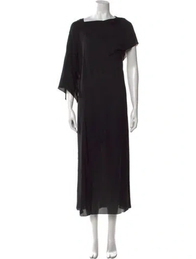 Pre-owned Morgane Le Fay Silk Long Dress In Black