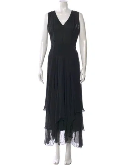 Pre-owned Morgane Le Fay Silk Long Dress In Black