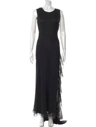 Pre-owned Morgane Le Fay Silk Long Dress In Black