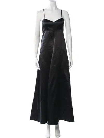 Pre-owned Morgane Le Fay Silk Long Dress In Black