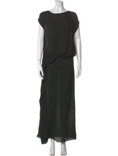 Pre-owned Morgane Le Fay Silk Long Dress In Green