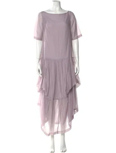 Pre-owned Morgane Le Fay Silk Long Dress In Purple