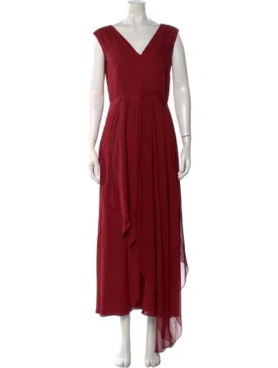 Pre-owned Morgane Le Fay Silk Long Dress In Red