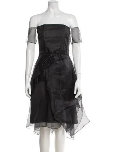 Pre-owned Morgane Le Fay Silk Midi Length Dress In Black