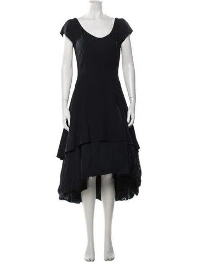 Pre-owned Morgane Le Fay Silk Midi Length Dress In Blue