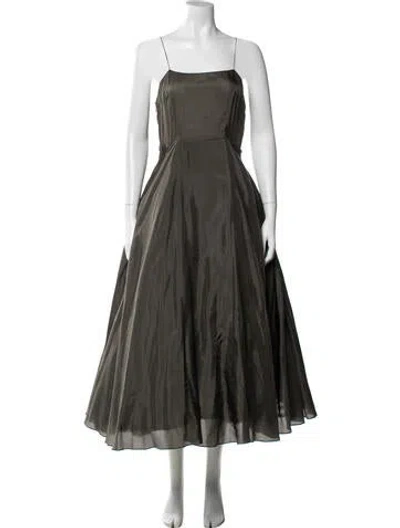 Pre-owned Morgane Le Fay Silk Midi Length Dress In Green