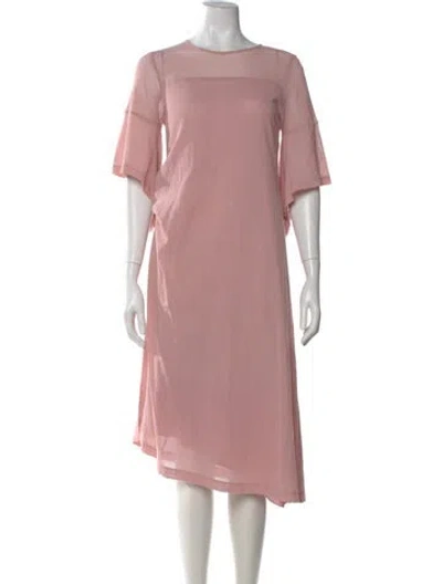 Pre-owned Morgane Le Fay Silk Midi Length Dress In Neutral