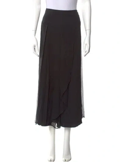 Pre-owned Morgane Le Fay Silk Midi Length Skirt In Black