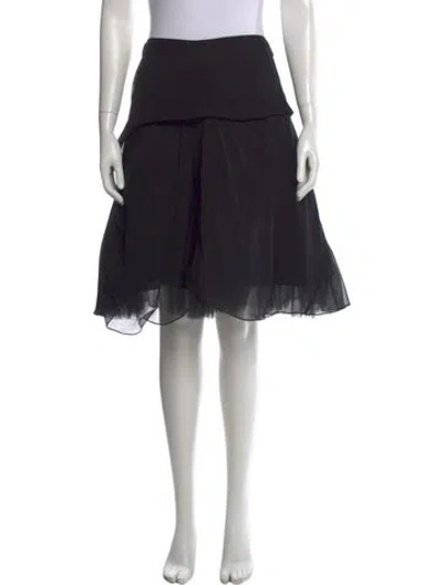 Pre-owned Morgane Le Fay Silk Midi Length Skirt In Black