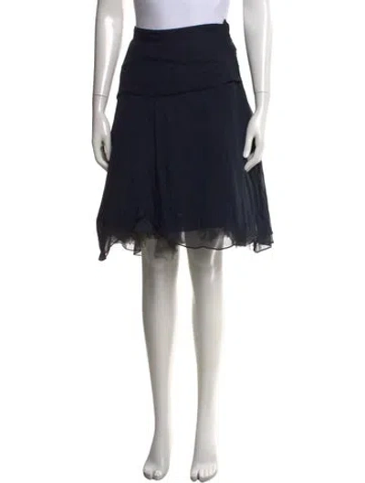 Pre-owned Morgane Le Fay Silk Midi Length Skirt In Blue