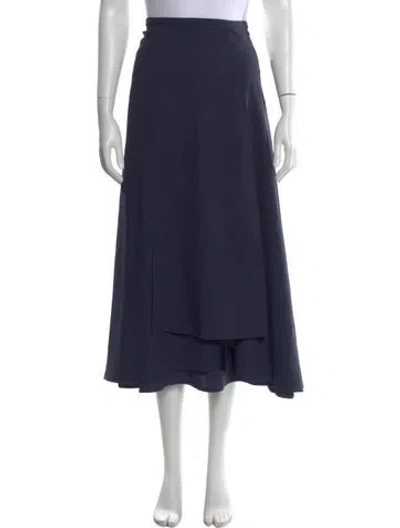 Pre-owned Morgane Le Fay Silk Midi Length Skirt In Blue