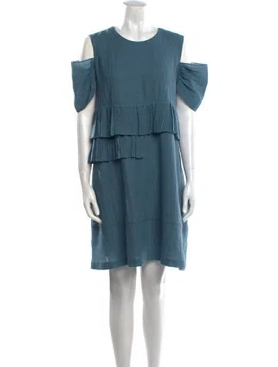 Pre-owned Morgane Le Fay Silk Mini Dress In Blue