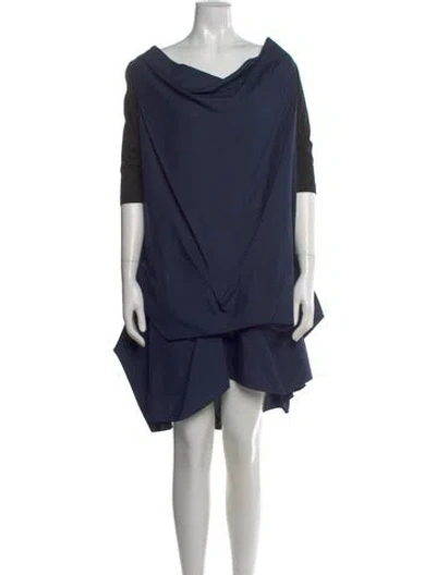 Pre-owned Morgane Le Fay Silk Mini Dress In Blue