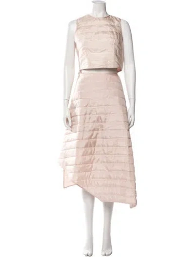 Pre-owned Morgane Le Fay Silk Striped Skirt Set In Pink