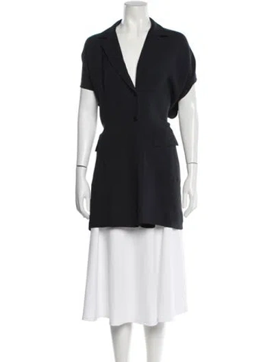Pre-owned Morgane Le Fay Silk V-neck Top In Blue