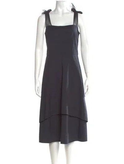 Pre-owned Morgane Le Fay Square Neckline Midi Length Dress In Gray