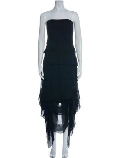 Pre-owned Morgane Le Fay Strapless Midi Length Dress In Black