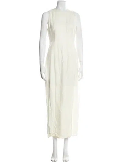 Pre-owned Morgane Le Fay Velvet Long Dress In White