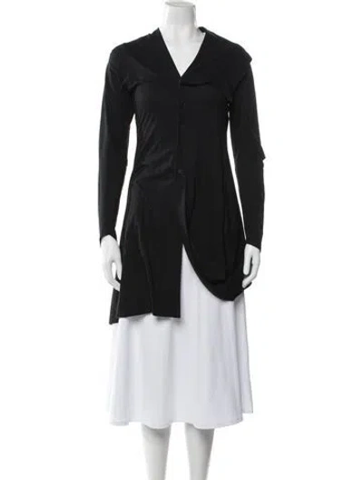 Pre-owned Morgane Le Fay V-neck Long Sleeve Button-up Top In Black