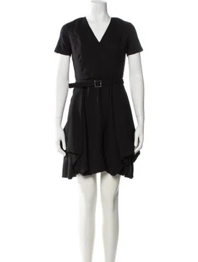 Pre-owned Morgane Le Fay V-neck Mini Dress In Black