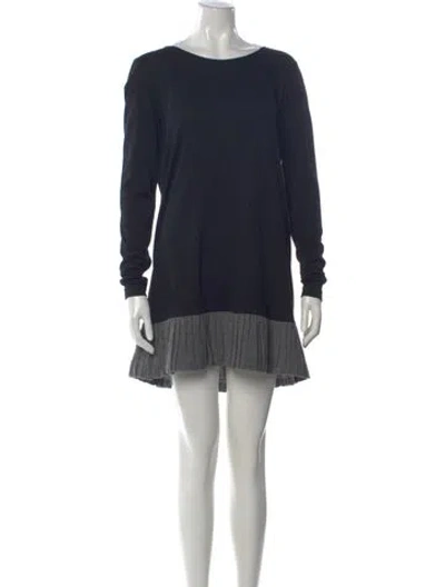 Pre-owned Morgane Le Fay Wool Mini Dress In Blue