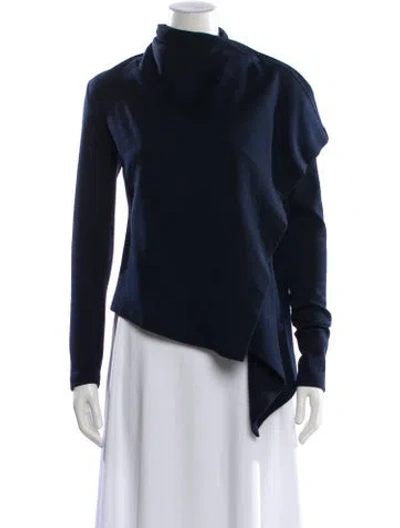Pre-owned Morgane Le Fay Wool Mock Neck Sweater In Blue