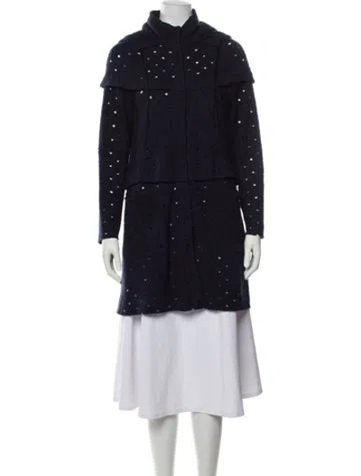 Pre-owned Morgane Le Fay Wool Mock Neck Sweater In Blue