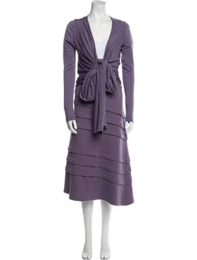 Pre-owned Morgane Le Fay Wool Pleated Accents Set In Purple