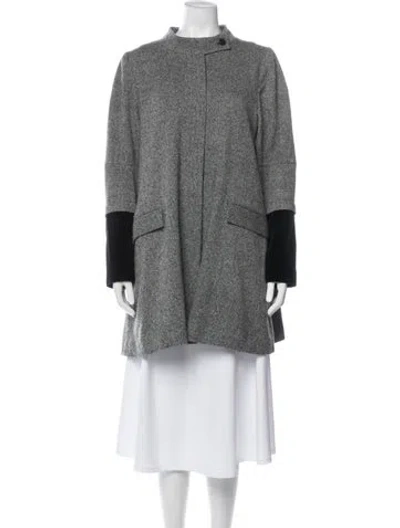 Pre-owned Morgane Le Fay Wool Tweed Pattern Coat In Gray