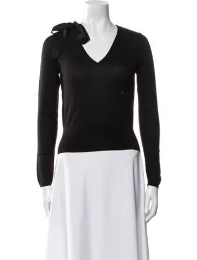 Pre-owned Morgane Le Fay Wool V-neck Sweater In Black
