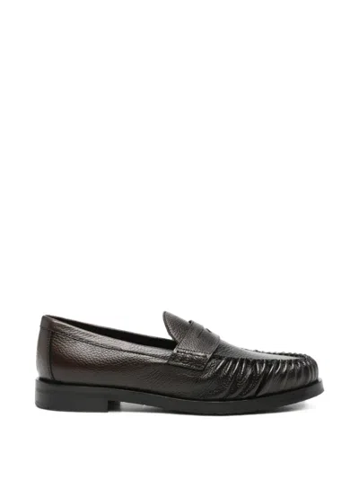 Morgillo Grained-leather Loafers In Brown