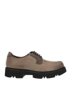 Morgillo Man Lace-up Shoes Grey Size 9 Leather In Brown