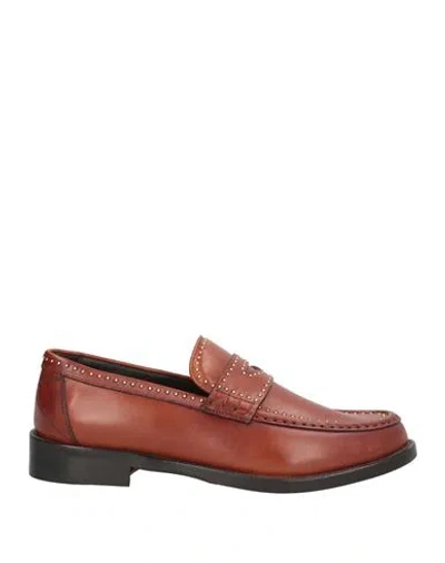 Morgillo Man Loafers Tan Size 8 Calfskin