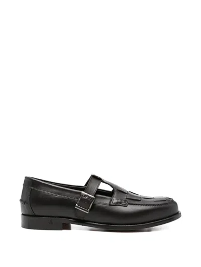 Morgillo Martini Woven Buckle Loafers In Brown
