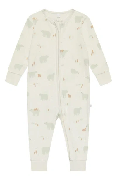 Mori Autumn Print Fitted One-piece Pajamas In Polar Bear Print