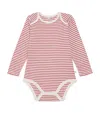 Mori Bamboo-blend Stripe Bodysuit In Red