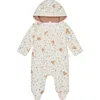 Mori Bear Print Hooded Jumpsuit In Honey Bear Print