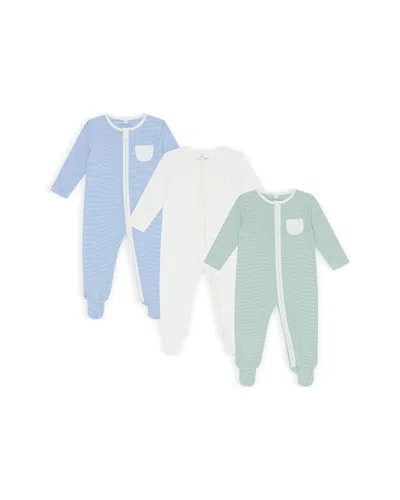 Mori Boys' Clever Zip Baby Pajamas, 3 Pack - Baby In Blue / Green