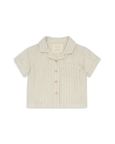 Mori Boys' Short Sleeved Muslin Shirt - Baby In Blue Stripe
