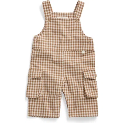 Mori Kids'  Checked Dungarees In Brown