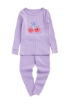 Mori Cherry Placement Ribbed Pyjamas In Purple
