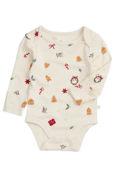 Mori Kids'  Christmas Long Sleeve Bodysuit In White