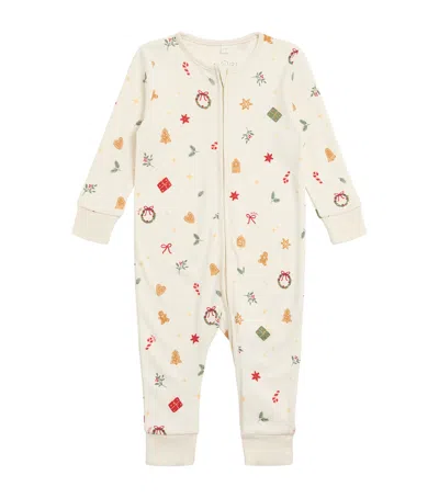 Mori Kids' Christmas Print Sleepsuit In Multi