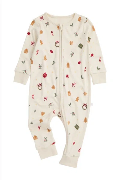 Mori Kids'  Christmas Two Way Zip-up Romper In Multi