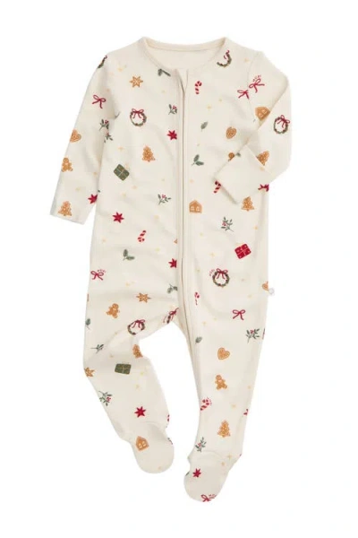 Mori Kids'  Christmas Two Way Zip-up Sleepsuit In Neutral