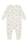 Mori Clever Dino Print Zip Fitted One-piece Pajamas In Dino Print