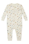 MORI MORI CLEVER ZIP BEAR PRINT FITTED ONE-PIECE PAJAMAS